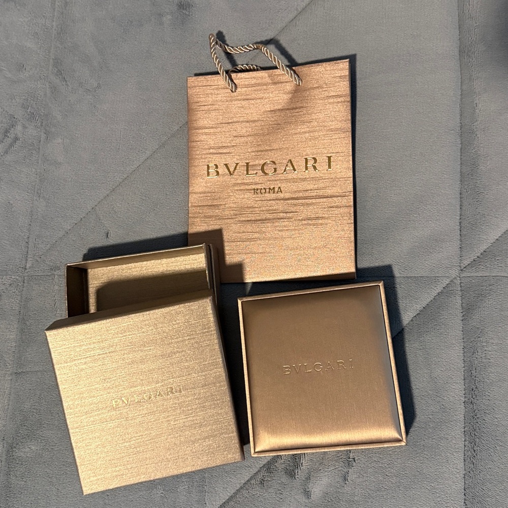 Bulgari Gold Jewelry Boxes and Gift Bag Set